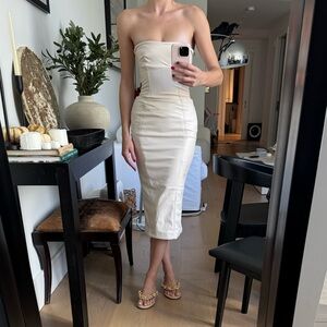 Faux leather ivory House of CB dress